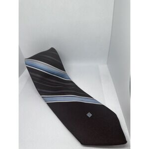 Vtg Givenchy Necktie Mens Gentleman Paris Brown Blue Stripe Polyester‎ 58"x3"